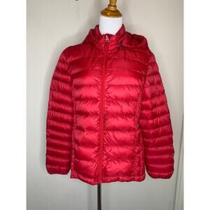 Heatkeep Red Hooded Puffer Coat Down Filled Sz XL